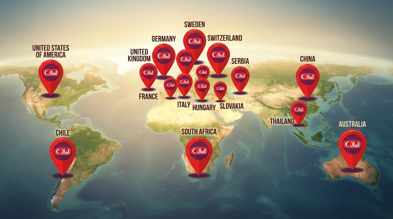 World map with active ALHELAL markets